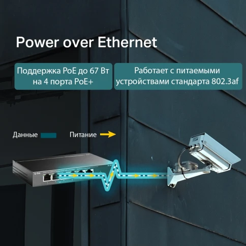 Коммутатор/ 4-port 10/100 Mbit / s unmanaged PoE + switch... фото 3