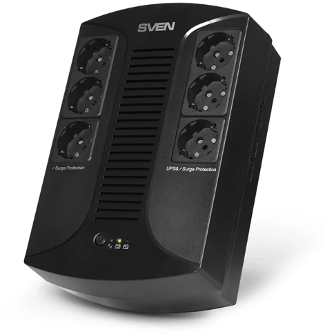 ИБП SVEN UP-L1000E, линейно-интерактивный, AVR, 1000ВА, 510Вт, 6 евро розеток... фото 1