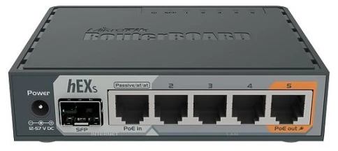 Маршрутизатор/ hEX S 5x Gigabit Ethernet, SFP, Dual Core 880MHz CPU, 256MB RAM, USB, microSD, RouterOS L4, IPsec hardware encryption support and The Dude server package фото 1