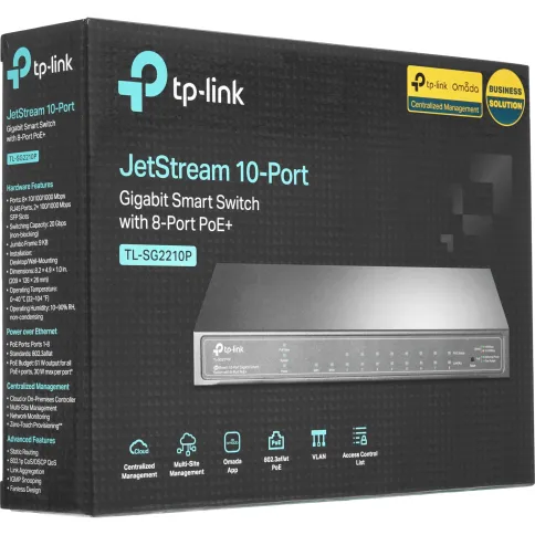 Коммутатор/ 8-port gigabit Smart PoE+ Switch with 2 SFP uplink ports,d фото 7