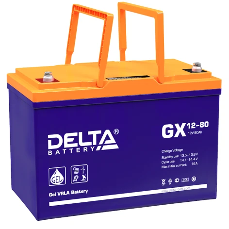 Батарея DELTA серия GX, GX 12-90, напряжение 12В, емкость 90Ач (разряд 10 часов),  макс. ток разряда (5 сек.) 800А, макс. ток заряда 18А, свинцово-кислотная типа GEL, клеммы под болт М6, ДxШxВ 306х169х210мм., вес 30кг., срок службы 15 лет./ Battery DELTA  фото 1