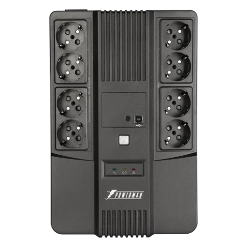 ИБП POWERMAN Brick 850 PLUS, линейно-интерактивный, 850ВА, 480Вт, 4 евророзетки с резервным питанием, 4 евророзетки с фильтрацией, USB, защита RJ45/RJ11, батарея 12В 9Ач 1 шт., 293мм х 202мм х 93мм, 5.2 кг./ UPS POWERMAN Brick 850 PLUS, line-interactive, фото 1