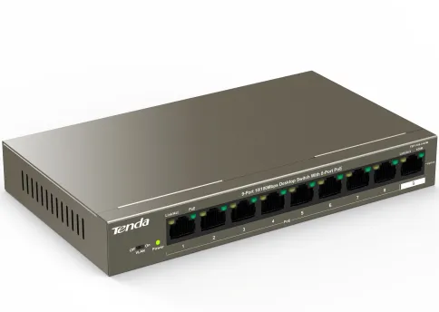 Коммутатор/ Tenda TEF1109P-8-63W  9-Port 10/100Mbps Desktop Switch Wit фото 2
