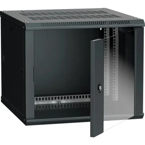 Шкаф LINEA W 9U 600x600 мм дверь стекло, RAL9005 фото 1