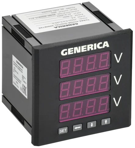 Вольтметр цифр. щит. 3-ф. DO RS-485 96х96 LED GENERICA фото 1