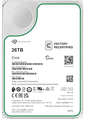 Жесткий диск/ HDD Seagate Exos  SATA 26Tb 7200 6Gb/s 512Mb OFFICIAL RE фото 1