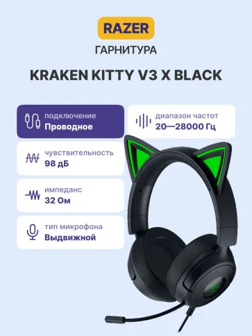 Razer Kraken Kitty V3 X Black фото 2
