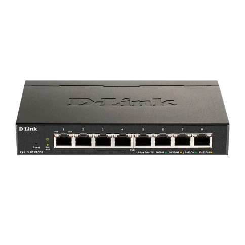 Коммутатор/ DGS-1100-08PV2 Управляемый L2 PoE-коммутатор, 8х1000Base-T PoE, PoE-бюджет 64 Вт,... фото 2