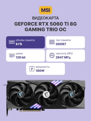 MSI GeForce RTX 5060 Ti 8G GAMING TRIO OC фото 2