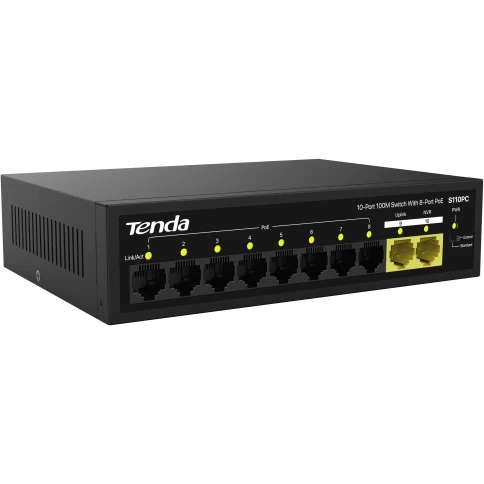 Коммутатор/ Tenda S110PC 10-Port 100M Lite PoE Switch with 8-Port... фото 2