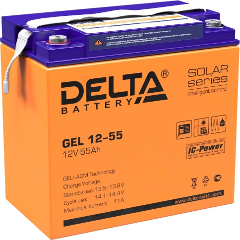 Батарея DELTA серия GEL, GEL 12-55, напряжение 12В, емкость 55Ач... фото 1