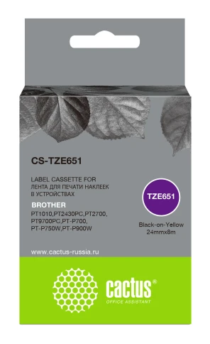 Картридж ленточный Cactus CS-TZE651 TZe-651 черный для Brother 1010 фото 1