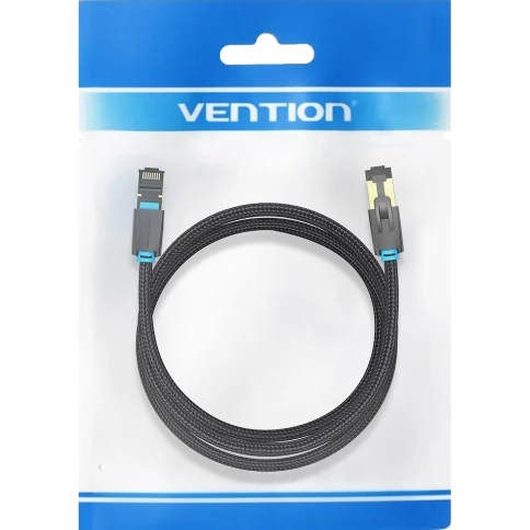 Патч-корд Vention прямой SFTP cat.8 RJ45 - 5м. Черный Тканевая оплетка фото 3