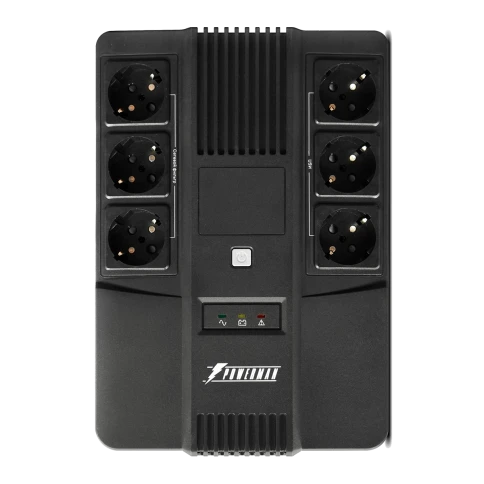 ИБП POWERMAN Brick 800, линейно-интерактивный, 800ВА, 480Вт,   3 евророзетки с резервным питанием, 3 евророзетки с фильтрацией, защита RJ45/RJ11, батарея 12В 9Ач 1 шт.,  293мм х 202мм х 93мм, 5.2 кг./ UPS POWERMAN Brick 800, line-interactive, 800VA, 480W, фото 1
