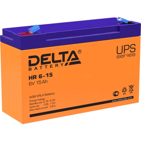 Батарея DELTA серия HR, HR 6-15, напряжение 6В, емкость 15Ач... фото 1