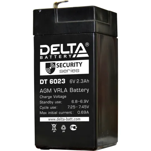 Батарея DELTA серия DT, DT 6023, напряжение 6В, емкость 2.3Ач (разряд фото 1