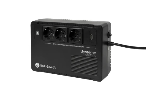 ИБП Systeme Electric Back-Save BV 400 ВА, автоматическая регулировка напряжения, 3 розетки Schuko, 230 В, 1 USB Type-A фото 2