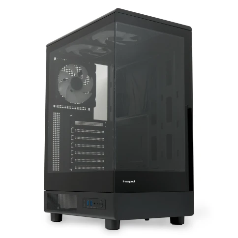 Корпус без блока питания/ Case HSPD F510, Panoramic Mid Tower, Black, фото 3