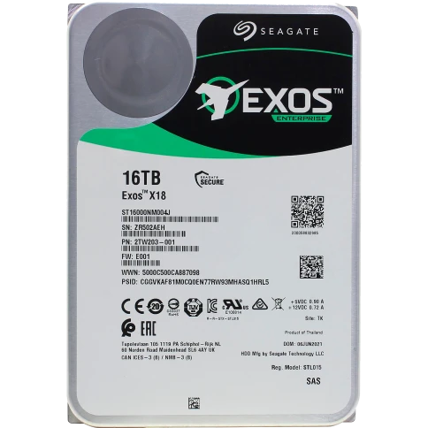 Жесткий диск/ HDD Seagate SAS 16Tb Exos X18 12Gb/s 7200 256Mb 1 year w фото 1