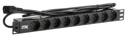 PDU 9 розеток DIN49440 (нем. cтанд.) 1U, шнур 2м вилка IEC 320 C14, ал фото 1