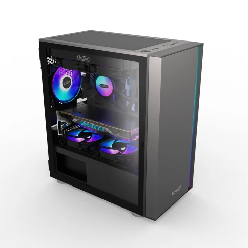 Корпус без блока питания/ Case PCCooler LM300 ARGB BK, Mini-Tower, TG, фото 3