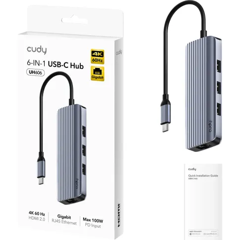 Концентратор USB/ 6-IN-1 USB Hub, Aluminium housing,1 USB-C 3.0 5Gbps фото 2