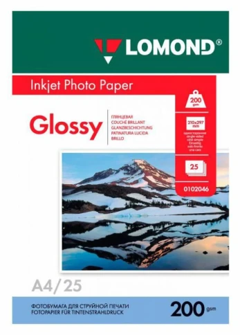 Фотобумага Lomond 0102046 A4/200г/м2/25л./белый глянцевое для струйной фото 1