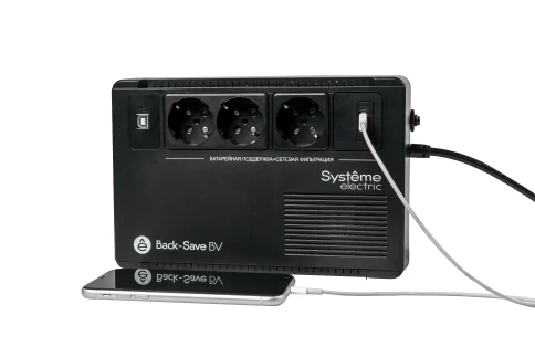 ИБП Systeme Electric Back-Save BV 400 ВА, автоматическая регулировка напряжения, 3 розетки Schuko, 230 В, 1 USB Type-A фото 6