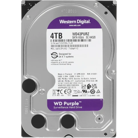 Жесткий диск/ RECERTIFIED HDD WD SATA3 4TB Purple Surveillancer 5400... фото 1