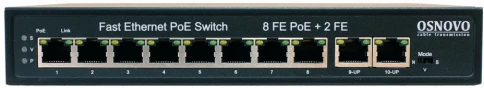 Коммутатор/ OSNOVO PoE коммутатор, 8 x FE с поддержкой PoE (IEEE 802.3af/at), 2 x FE, до 30W на порт, суммарно до 120W фото 3