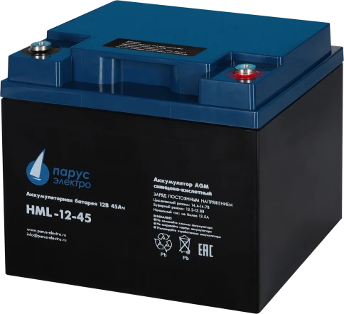 Battery Parus Electro, professional series HML-12-45, voltage 12V, capacity 45Ah... фото 2