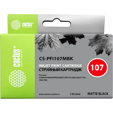 Картридж струйный Cactus CS-PFI107MBK черный матовый (130мл) для Ca фото 1