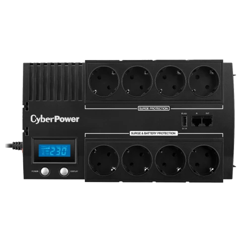 ИБП CyberPower BR700ELCD, Line-Interactive, 700VA/420W, 8 Schuko розеток, USB&USB Charger, RJ11/RJ45, LCD дисплей, Black, 0.23х0.33х0.2м., 6.2кг./ UPS Line-Interactive CyberPower BR700ELCD 700VA/420W LCD USB/RJ11/45 (4+4 EURO) фото 2